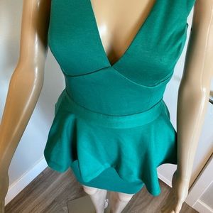 Green backless dress